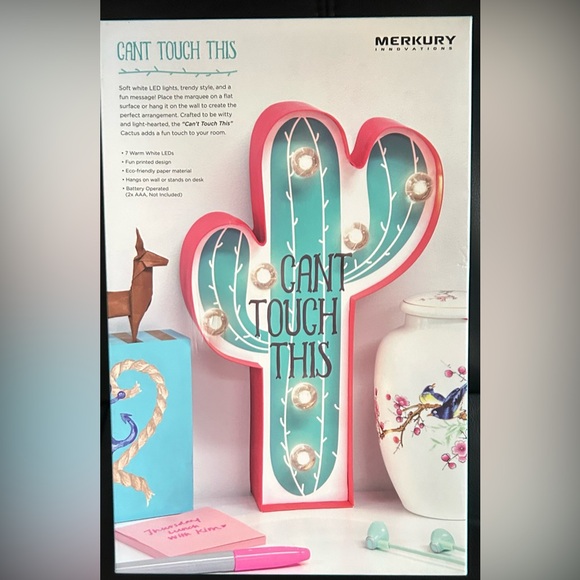 NWT Merkury Innovations Light Up Cactus Marque Decor - Picture 3 of 6